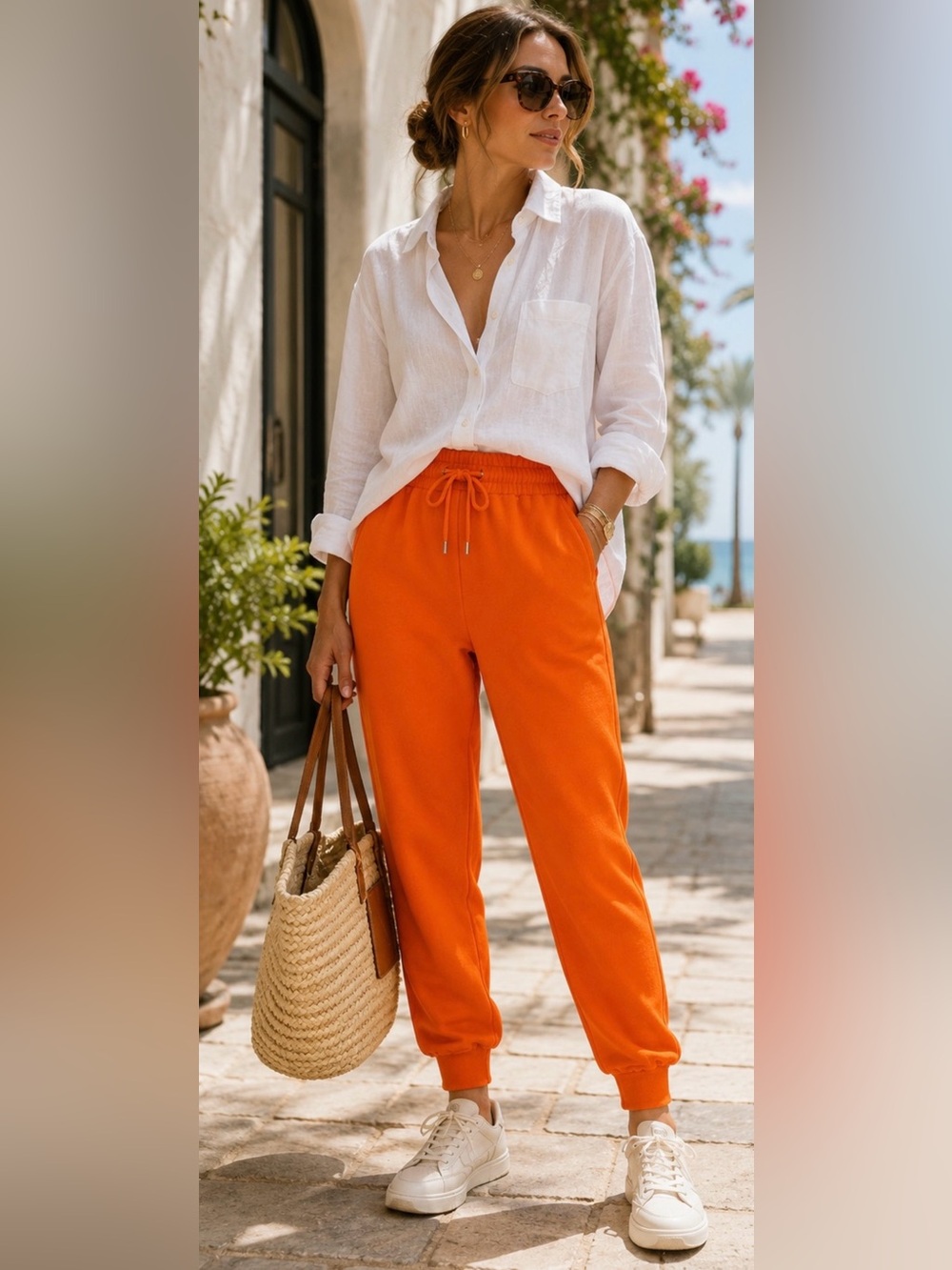 NWOT Sandro Wool Cashmere Orange Jogger Knit Pants FR40 US8 Luxury European Chic